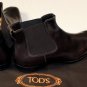 TOD'S SHOES $545 DARK BROWN LOGO EMBOSSED PEBBLE SOLE CHELSEA BOOTS 8 42e NEW
