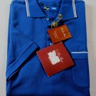 LORO PIANA REGATTA POLO $495 BLUE CONTRAST ACCENT STRIPE PIQUE POLO XL 54e NEW