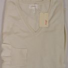 BRIONI SWEATER $895 CREAM 70-CASHMERE/30-SILK V-NECK SWEATER 3XL 58e NEW