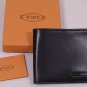 TOD'S WALLET $365 BLACK LOGO ORNAMENTED CALFSKIN BILLFOLD WALLET NEW