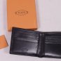 TOD'S WALLET $365 BLACK LOGO ORNAMENTED CALFSKIN BILLFOLD WALLET NEW