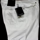 YSL RIVE GAUCHE JEANS $585 WHITE LOGO POCKET TIGHT LEG RAW DENIM 36/36 52e NEW