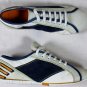 ETRO SHOES $535 WHITE/BLUE/ORANGE MIXED MEDIA LOGO STITCHED TRAINER 8D 41e NEW