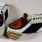 ETRO SHOES $535 WHITE/BLUE/ORANGE MIXED MEDIA LOGO STITCHED TRAINER 8D 41e NEW