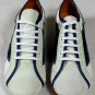 ETRO SHOES $535 WHITE/BLUE/ORANGE MIXED MEDIA LOGO STITCHED TRAINER 8D 41e NEW