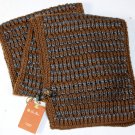 LORO PIANA SCARF $795 BROWN/BLUE CASHMERE BLANKET KNIT SCARF NEW