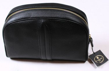 CORNELIANI BAG $580 DARK BROWN GRAIN LEATHER LOGO DOP KIT SHAVE TRAVEL BAG NEW