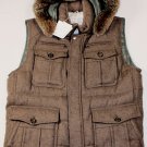 BRUNELLO CUCINELLI VEST $5115 BROWN CASHMERE/GOOSEDOWN/ FOXFUR GILET L 52e NEW
