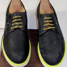 TOD'S SHOES $595 BLACK SUEDE CONTRAST LACE NEON YELLOW SOLE DERBY 11 44e NEW