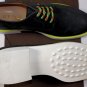 TOD'S SHOES $595 BLACK SUEDE CONTRAST LACE NEON YELLOW SOLE DERBY 11 44e NEW
