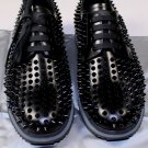 PRADA SPORT SHOES $1150 BLACK SPIKE STUDDED CALFSKIN LACE UP TRAINERS 10 43 NEW