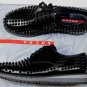 PRADA SPORT SHOES $1150 BLACK SPIKE STUDDED CALFSKIN LACE UP TRAINERS 10 43 NEW