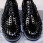 PRADA SPORT SHOES $1150 BLACK SPIKE STUDDED CALFSKIN LACE UP TRAINERS 10 43 NEW