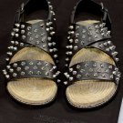 DSQUARED2 SHOES $820 BLACK SPIKE STUDDED STRAP ESPADRILLE SOLE SANDAL 8 41e NEW