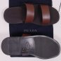 PRADA SHOES $445 BROWN DUAL STRAP LEATHER LOGO SANDAL 7.5 41e NEW
