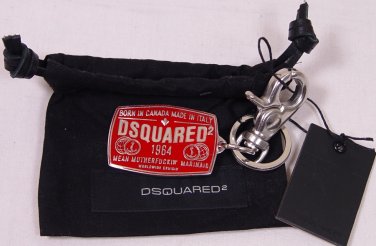 DSQUARED2 KEYCHAIN $225 RED/NICKLE LOGO PLATE WORLD CRUISIN' KEYCHAIN NEW