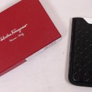 SALVATORE FERRAGAMO I-PHONE CASE $310 BLACK LOGO GANCINI EMBOSSED COVER/SKIN NEW