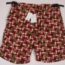 COMME des GARCONS SHIRT SWIMSUIT $440 BURGUNDY/BEIGE DON'T TRASH PRINT L 52e NEW