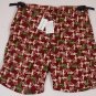 COMME des GARCONS SHIRT SWIMSUIT $440 BURGUNDY/BEIGE DON'T TRASH PRINT L 52e NEW