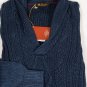 LORO PIANA SWEATER $1,395 NAVY WOVEN STRIPE SHAWL COLLAR SOFT LINEN L 52e NEW