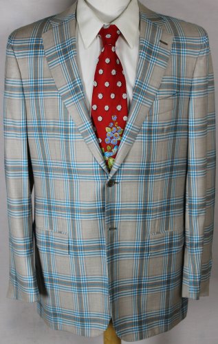 KITON JACKET $5965 BEIGE TARTAN 2-BTN 100%CASHMERE HANDMADE BLAZER 38R 48e NEW