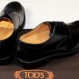 TOD'S SHOES $595 BLACK LOGO EMBOSSED ESQUIRE PEBBLE SOLE DERBYS 7.5 40.5e NEW
