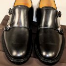 GUCCI SHOES $750 BLACK CALFSKIN DUAL LOGO CHARM BUCKLED MONKSTRAP 9.5 42.5  NEW