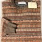 BRUNELLO CUCINELLI SWEATER BROWN 100%CASHMERE FAIR ISLE CREWNECK XL 54e NEW
