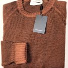 YSL YVES SAINT LAURENT SWEATER $990 RUST 100%CASHMERE LOGO CREWNECK L 52e NEW
