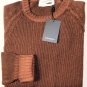 YSL YVES SAINT LAURENT SWEATER $990 RUST 100%CASHMERE LOGO CREWNECK L 52e NEW