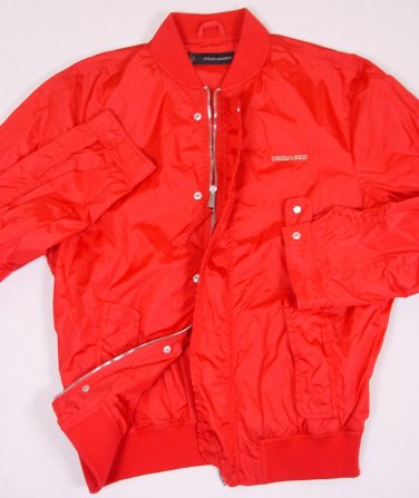 DSQUARED2 COAT $1190 RED DUAL ZIP LOGO ORNAMENTED TECHNO TRACK JACKET LG 52e NEW