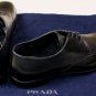 PRADA SHOES $670 BLACK LOGO EMBOSSED NICE CALF LACE UP DERBY 8.5 41.5e NEW