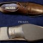 PRADA SHOES $670 DARK BROWN LOGO EMBOSSED NICE CALF LACE UP DERBY 8.5 41.5e NEW