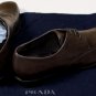 PRADA SHOES $670 DARK BROWN LOGO EMBOSSED NICE CALF LACE UP DERBY 8.5 41.5e NEW
