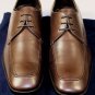 PRADA SHOES $670 DARK BROWN LOGO EMBOSSED NICE CALF LACE UP DERBY 8.5 41.5e NEW