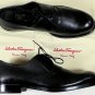 SALVATORE FERRAGAMO SHOES $790 BLACK PEBBLE GRAIN CONTRAST DERBY 10.5D 43.5e NEW