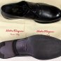SALVATORE FERRAGAMO SHOES $790 BLACK PEBBLE GRAIN CONTRAST DERBY 10.5D 43.5e NEW