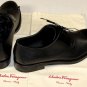 SALVATORE FERRAGAMO SHOES $790 BLACK PEBBLE GRAIN CONTRAST DERBY 10.5D 43.5e NEW
