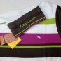 ETRO POLO $450 WHITE/BROWN/PURPLE 2-BTN BROAD STRIPED LOGO POLO SHIRT XL 54e NEW