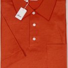BRIONI POLO $395 BURNT ORANGE 3-BTN PIQUE COTTON POLO GOLF SHIRT SM 48e NEW
