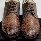 DOLCE & GABBANA SHOES $990 DARK BROWN WOVEN LEATHER LOW HEEL DERBY 12 45e NEW