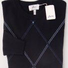 BRIONI SWEATER $1295 NAVY DIAMOND STITCH 100%CASHMERE CREWNECK JUMPER SM 48e NEW
