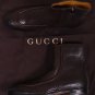GUCCI SHOES $1010 DARK BROWN GRAIN CALFSKIN SIDE ZIP LOGO EMBOSS BOOTS 10 43 NEW
