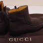 GUCCI SHOES $1010 DARK BROWN GRAIN CALFSKIN SIDE ZIP LOGO EMBOSS BOOTS 10 43 NEW