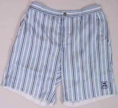 CORNELIANI SWIMSUIT $285 LT BLUE/WHITE LOGO BOARD SHORTS BEACHWEAR MED 50e NEW