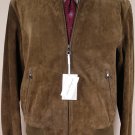 SALVATORE FERRAGAMO JACKET $3495 OLIVE BROWN CALFSKIN LOGO BOMBER LG 52e NEW