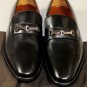 A. TESTONI SHOES $680 BLACK LOGO SILVER ORNAMENT VAMP HANDMADE LOAFER 12 45e NEW