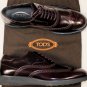 TOD'S SHOES $675 BORDEAUX WING-TIP TOE ORNAMENTED COMFORT OXFORDS 12 45e NEW