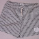 THOM BROWNE SWIMSUIT $280 GRAY/WHITE STRIPE LOGO BEACHWEAR SWIM TRUNKS LG  3 NEW