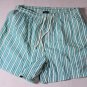 KITON SWIMSUIT $425 TEAL CANDY STRIPED LOGO EMBROIDERED RESORT TRUNKS M 50 NEW